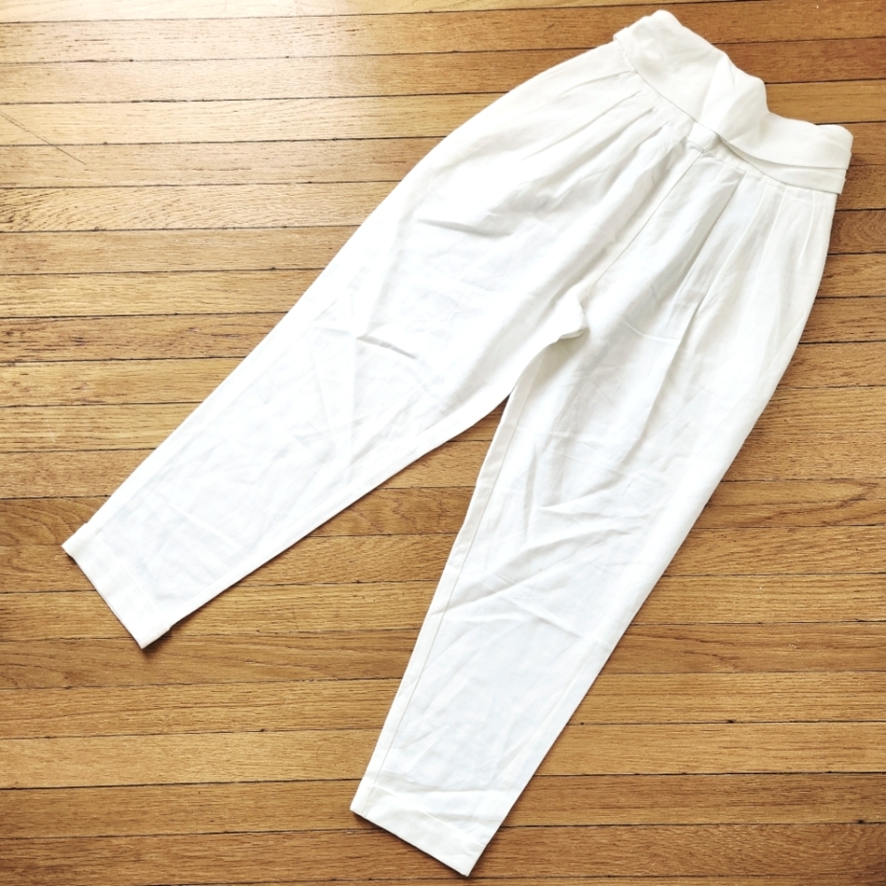 See By Chloe White High-Waisted Harem Pleated Tapered Pants